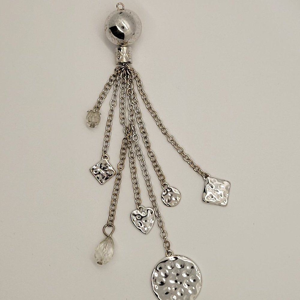 Scarf or Necklace Jewelry, with Silver Coloring, Lightweight, Dangly, Pendant.